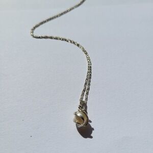Vintage 925 Sterling Silver Pearl Cage Necklace Cream Wire Wrapped Pendant